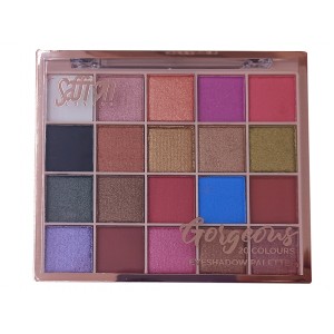 Saffron LONDON 20 Colours Gorgeous Eyeshadow Palette, Matte and Shimmer Finishes, Professional Makeup Kit with Applicator - Palette 04