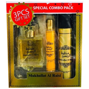 MUKHALLAT AL RAISI  3 Pcs Perfume/Roll-on/Body Spray Gift Set 
