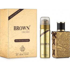 Brown Orchid Gold Edition Unisex Eau de Parfum 80ml with Free Deo