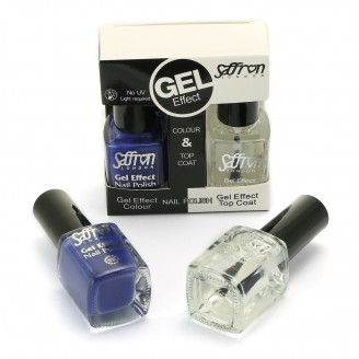 Saffron Gel Effect Nail Polish with Gel Effect Top Coat Set   3 Blue