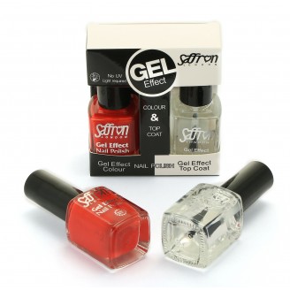 Saffron Gel Effect Nail Polish with Gel Effect Top Coat Set   5 Red