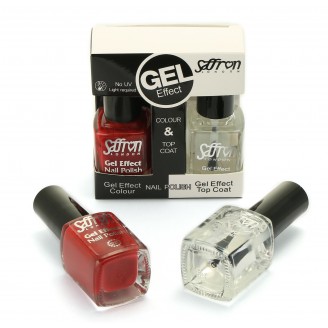 Saffron Gel Effect Nail Polish with Gel Effect Top Coat Set   6 Deep Red