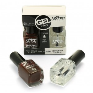 Saffron Gel Effect Nail Polish with Gel Effect Top Coat Set   7 Brown