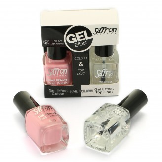 Saffron Gel Effect Nail Polish with Gel Effect Top Coat Set   8 Pink