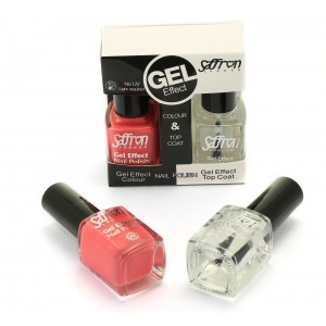 Saffron Gel Effect Nail Polish with Gel Effect Top Coat Set   9 Dark Pink