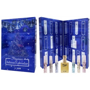 Advent Calendar Christmas 24 Days Fragrances for Men, (Blue) A2502 by Saffron LONDON