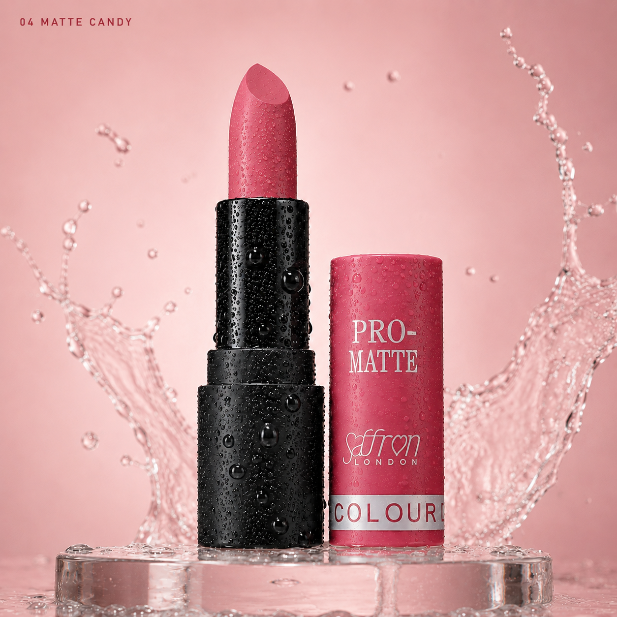 Saffron Pro Matte Lipstick #1301 (04 Matte Candy) - Image 4