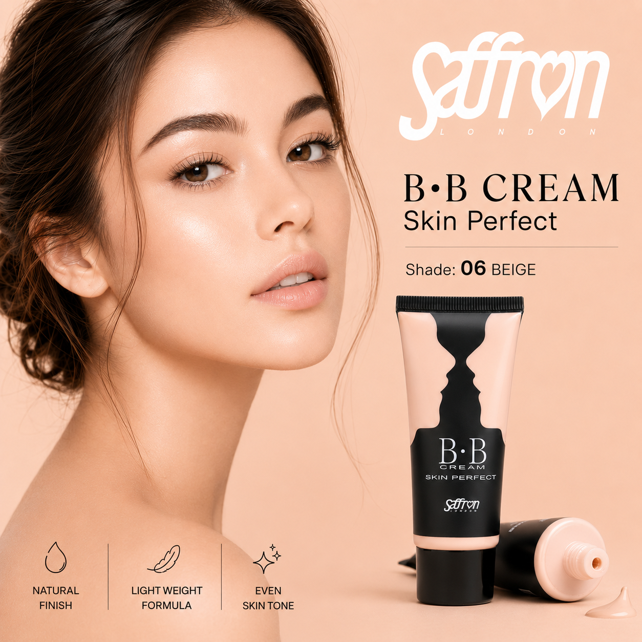 Saffron BB Cream #150 (06 Beige) All in One Daily Moisturizer, 36g - Image 3