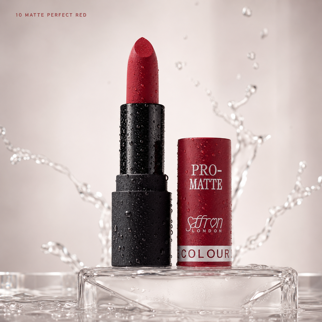 Saffron Pro Matte Lipstick #1301 (10 Matte Perfect Red) - Image 4