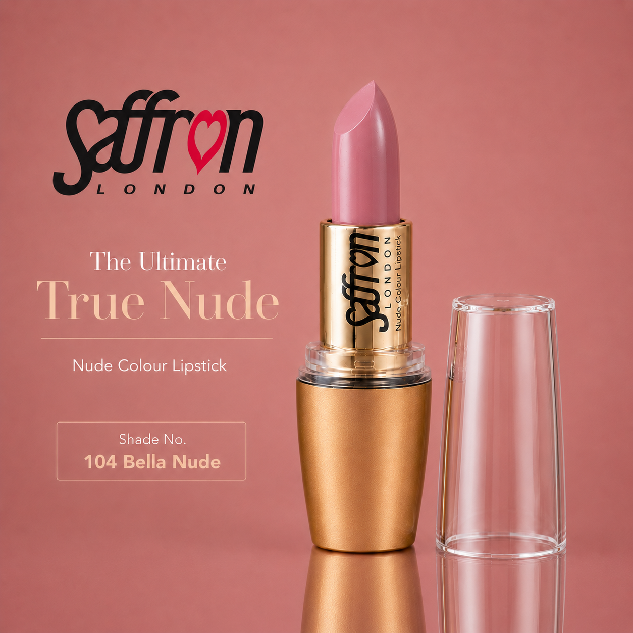 Saffron - Nude Colour Lipstick #138 (104 Bella Nude) - Image 3