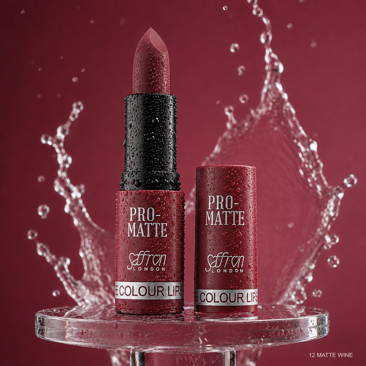 Saffron Pro Matte Lipstick #1301 (12 Matte Wine) - Image 4