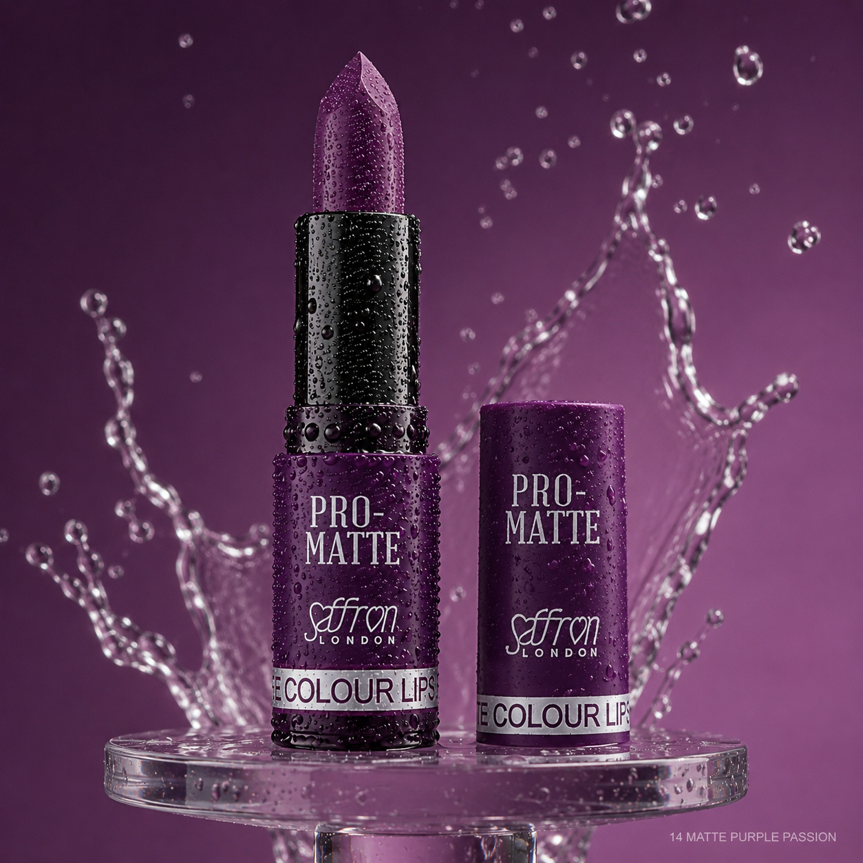 Saffron Pro-Matte Lipstick 14 Purple Passion - Image 3