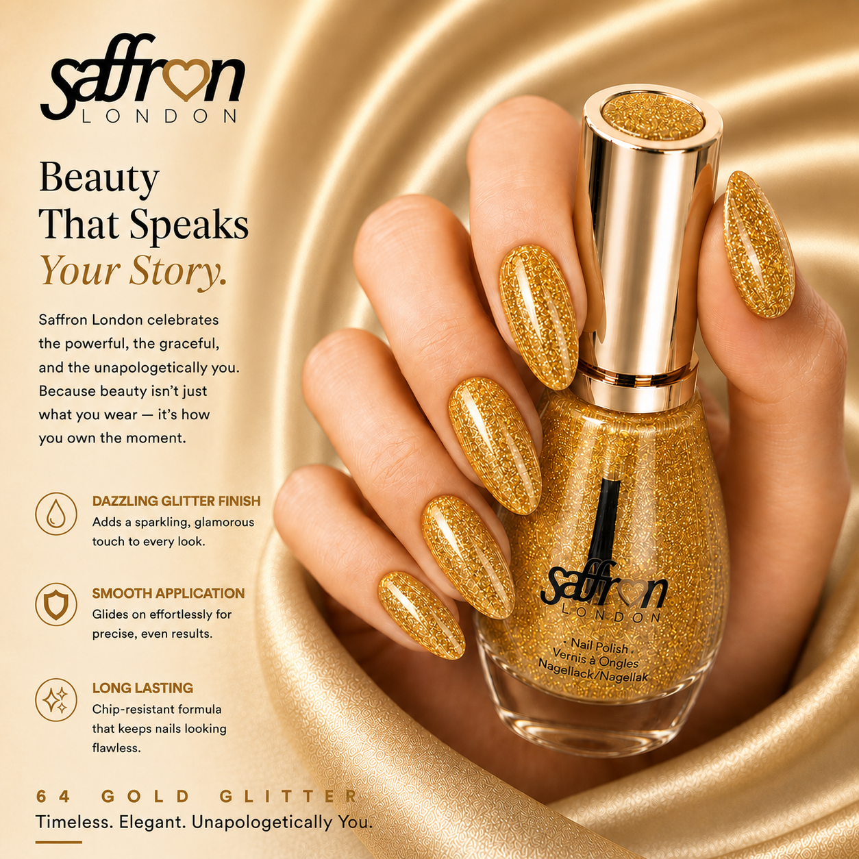 64 Gold Glitter nail polish