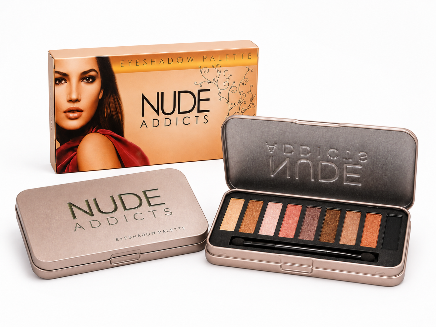 Saffron - 9 Colours Tin Casing Eye Shadow - Nude Addicts - Image 1