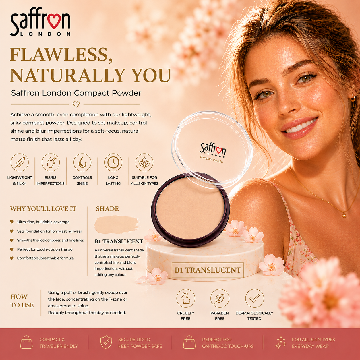 Saffron - Compact Powder #1501 (B1 TRANSLUCENT) - Image 3