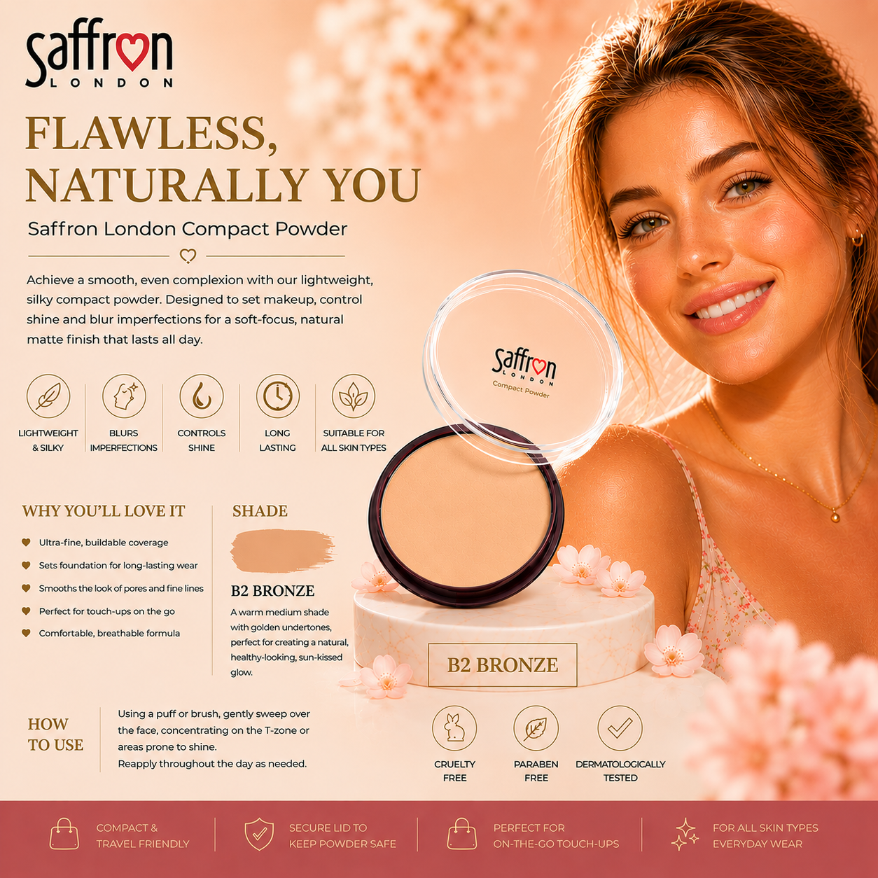 Saffron - Compact Powder #1501 (B2 BRONZE) - Image 3