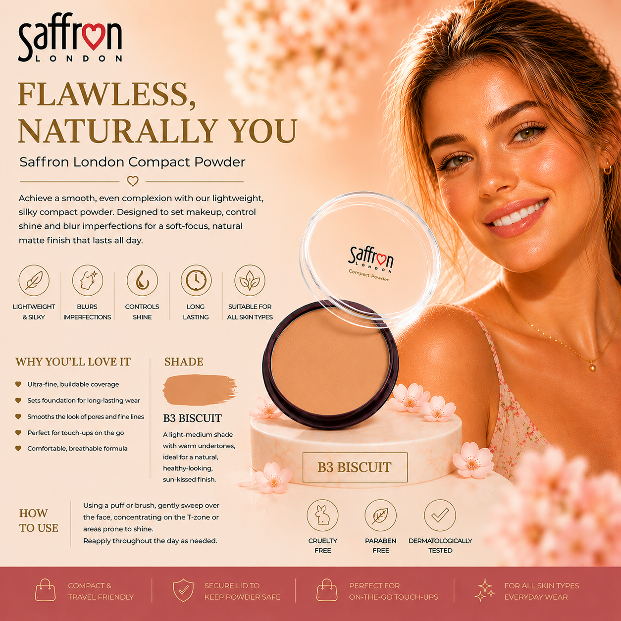 Saffron - Compact Powder #1501 (B3 BISCUIT) - Image 3