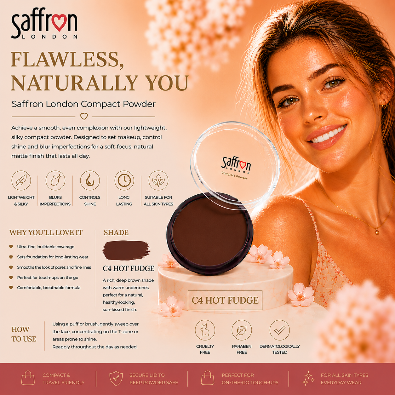 Saffron - Compact Powder #1501 (C4 HOT FUDGE) - Image 3