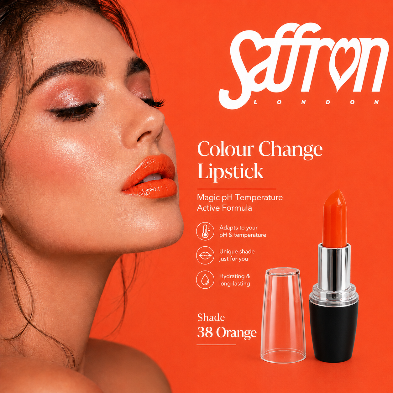 Saffron Colour Change Lipstick #0136 (38 Orange) - Image 2