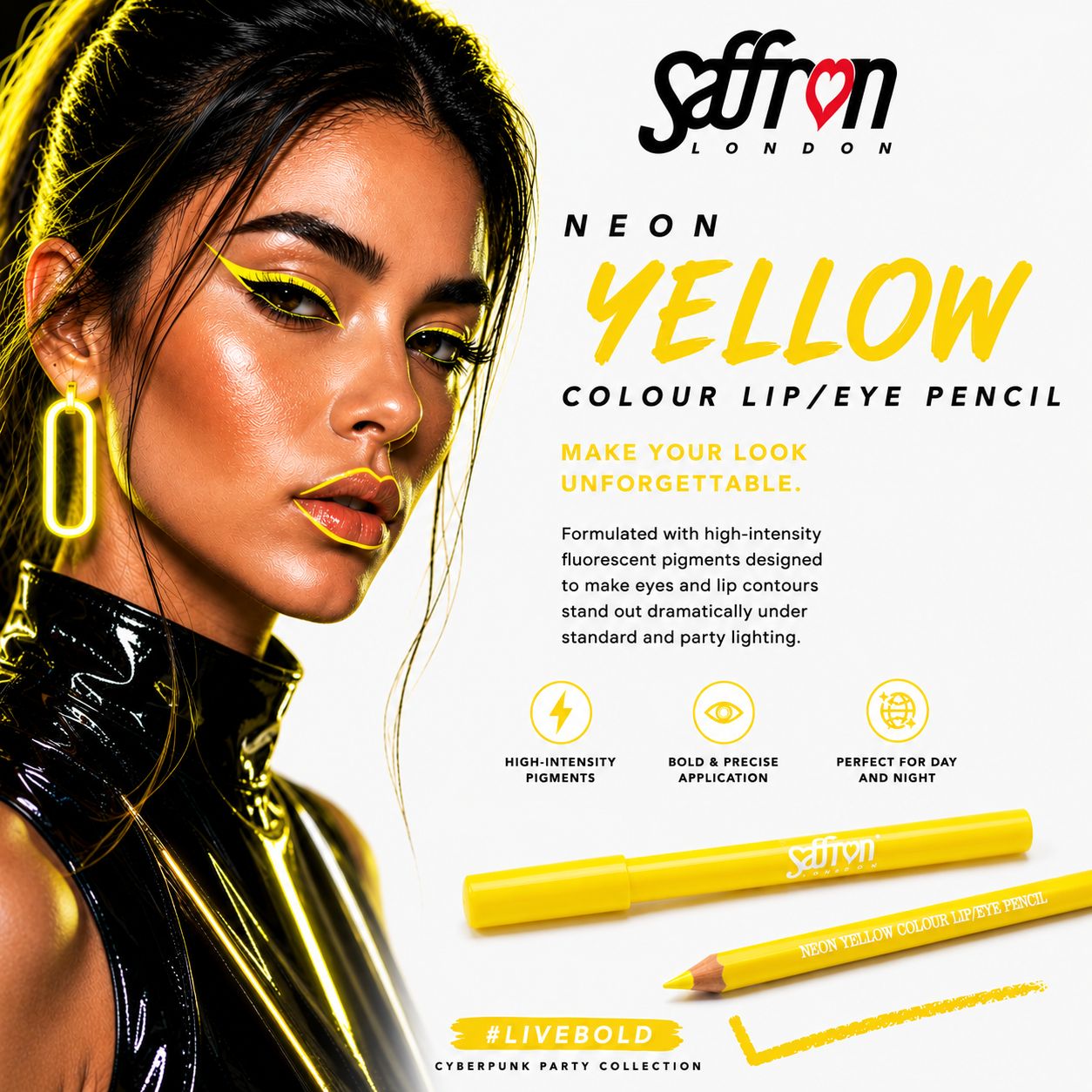 Saffron Neon Lip/Eye Pencil Yellow - Image 1